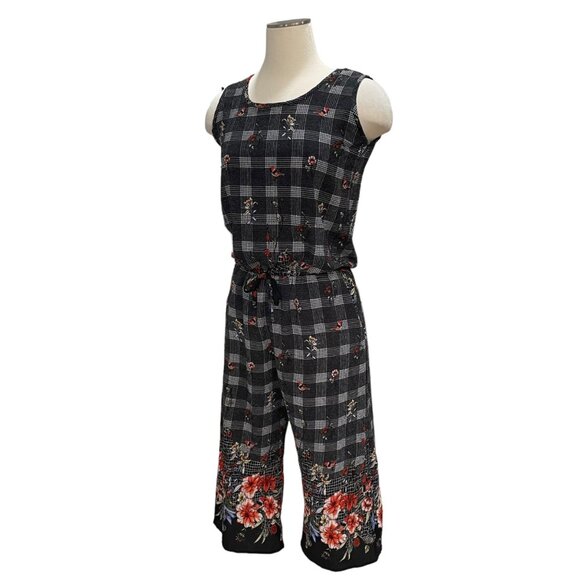 Paolino Sleeveless Plaid Floral Print Jumpsuit with Tie Waist Cottagecore Light - Picture 7 of 11